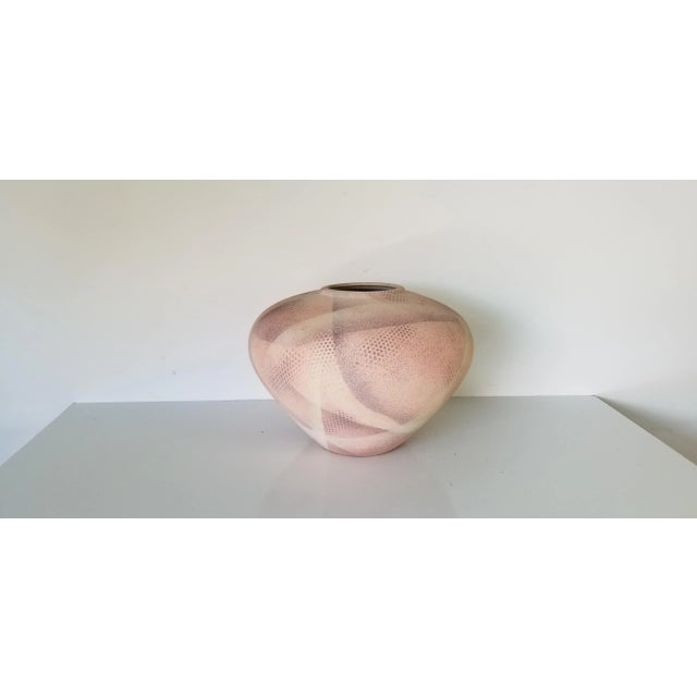 Ceramic 80s Vintage Modernist Art Pastel Matte Glaze Decorative Ceramic Vase For Sale - Image 7 of 10