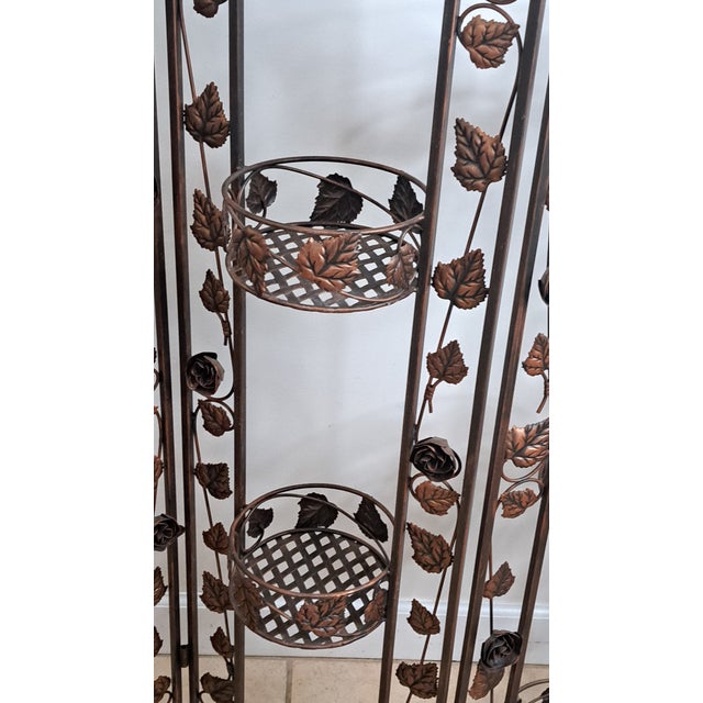 VTG Italian Gold Metal Grape Vine Folding Planter 3 Dividers Hollywood Regency For Sale - Image 11 of 17