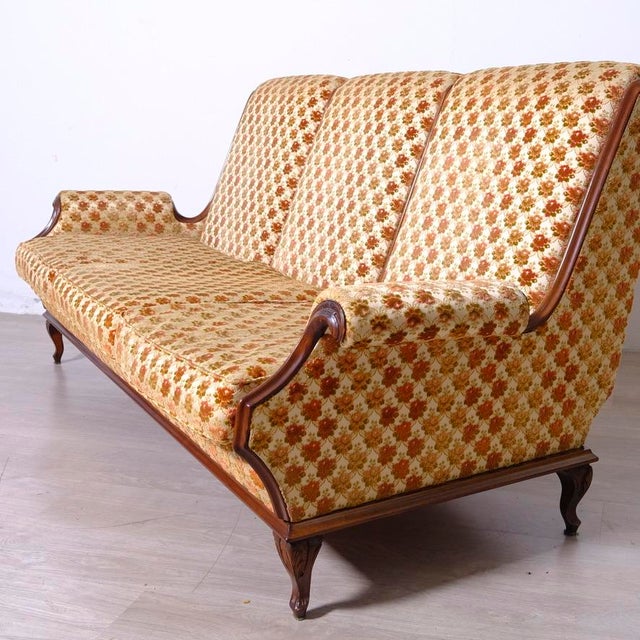 Vintage Regency Italian Three-Seater Velvet Sofa, 1950s For Sale - Image 6 of 18