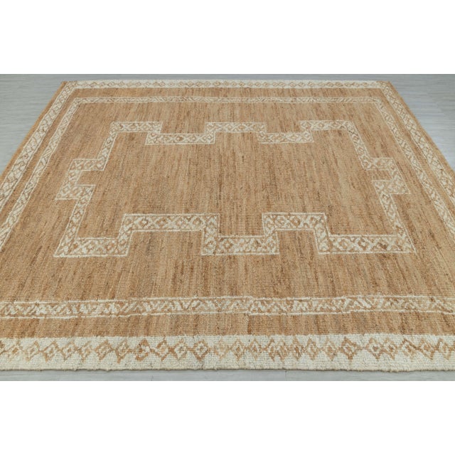 Cream 5x8Ft. Natural Brown Cream Jute Taureg Inspired Soumek Jute Hand Woven Rug For Sale - Image 8 of 12