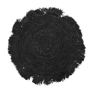 Tropical Jungle Woven Raffia Placemats, in Black - Set of 4 For Sale