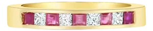 Ruby Diamond Channel Set Wedding Band .50cttw 14K Yellow Gold, Size 8
