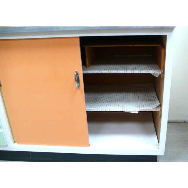 Vintage German Kitchen Cabinet with Sliding Doors in Multi Colors, 1950s For Sale - Image 13 of 14