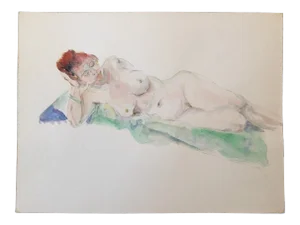 Original Female Nude Watercolor Painting 1980’s