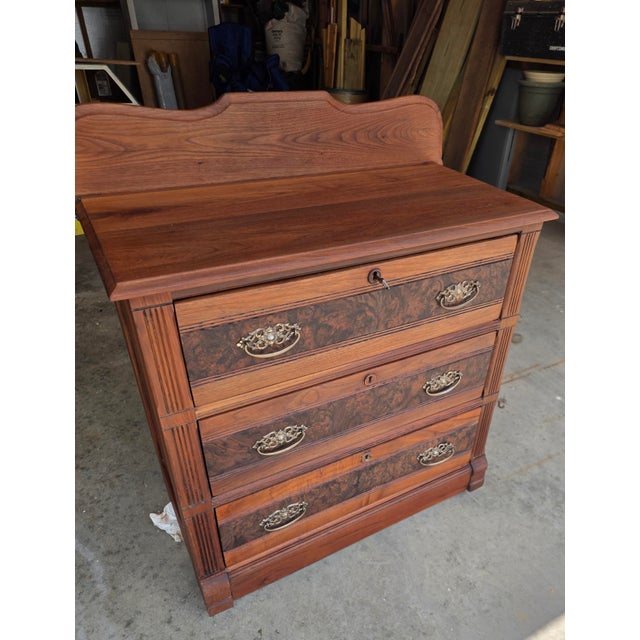 Late 19th Century Antique Eastlake Walnut Dresser | Late 19th Century | Professionally Restored | Original Hardware For Sale - Image 5 of 12