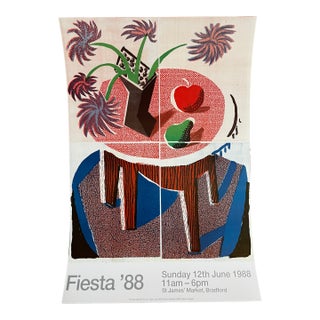 David Hockney, 'Flowers, Apple & Pear on a Table, July 1986,' Copyright David Hockney 1986, Printed in England For Sale