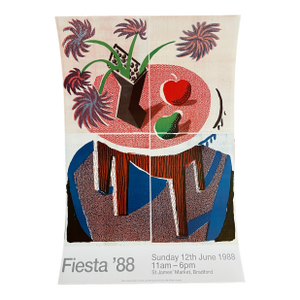 David Hockney, 'Flowers, Apple & Pear on a Table, July 1986,' Copyright David Hockney 1986, Printed in England