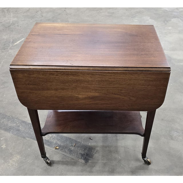 Brown Brandt Mid 20th Century Drop Leaf Cart Table For Sale - Image 8 of 10