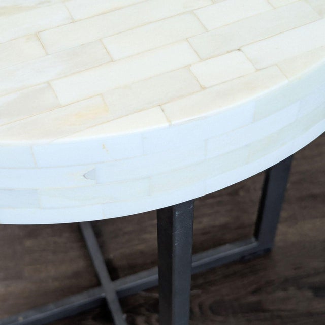 West Elm West Elm Bone Side Table on Iron Base For Sale - Image 4 of 5