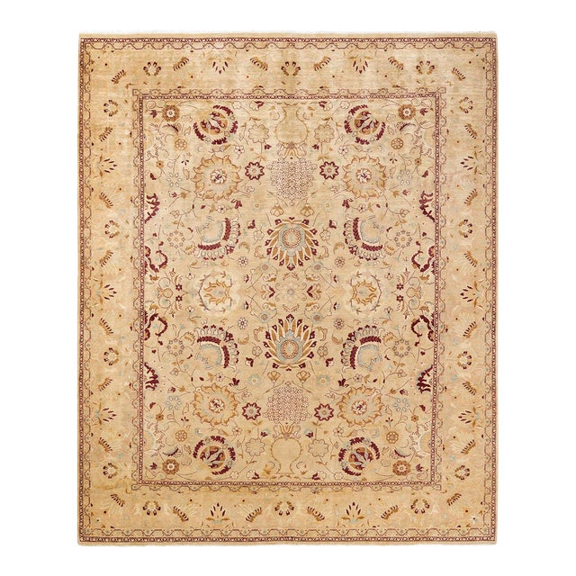 Mogul, One-of-a-Kind Hand-Knotted Area Rug in Green, 8' 1" x 9' 10" For Sale