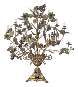 Napoleon Altar Candelabra with Seven Lights and Flower Bouquet Decoration, 1890