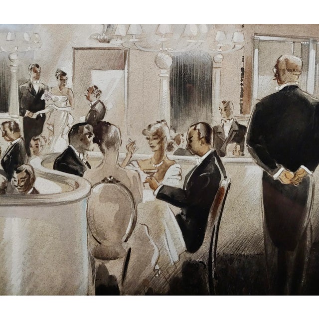 Jack Martin Smith-1939 Interior of an Hollywood Restaurant-Painting For Sale In Los Angeles - Image 6 of 11