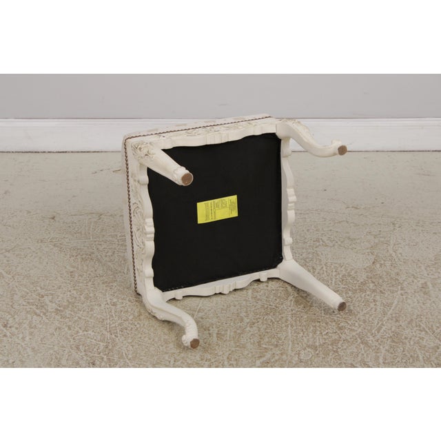 French Style Square Paint Decorated Ottoman or Stool For Sale - Image 13 of 13