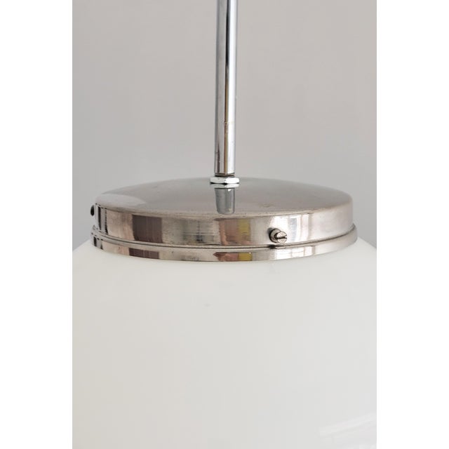 Art Deco Globe Pendant Light in Glass and Chrome, 1930s For Sale - Image 6 of 11