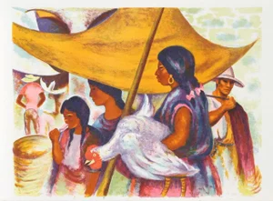 Anna Barry, "Marketplace," Lithograph