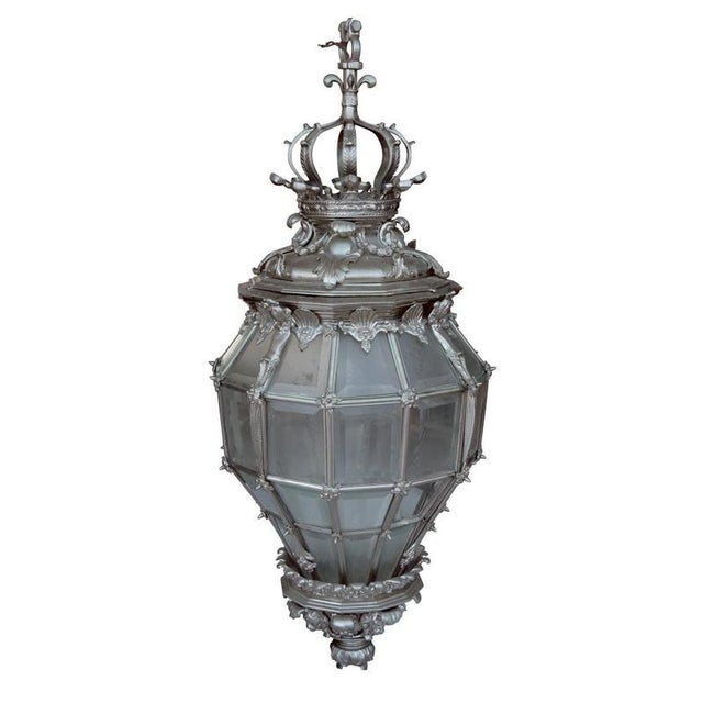 Neoclassical Victorian Silver-Plated Lantern Hall Light For Sale - Image 4 of 4