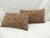 Brown Tone-On-Tone Damask Pattern Decorative Lumbar Pillows - Set of 2 Tan linen backings. Feather/down inserts Hand...