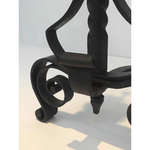 Black Wrought Iron Andirons, French, circa 1900 - A Pair For Sale - Image 8 of 13