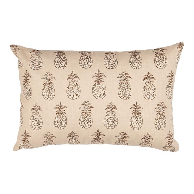 Schumacher Piña Cove Indoor/Outdoor Pillow 18" x 12" in Coconut For Sale