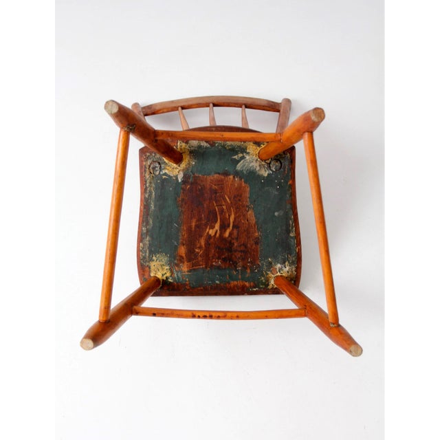 Farmhouse Antique Plank Seat Country Chair For Sale - Image 3 of 12