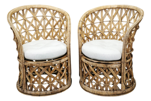 Italian Bamboo and Rattan Lounge Chairs, 1960s, Set of 2