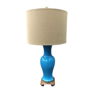 Turquoise Chinoiserie Table Lamp For Sale