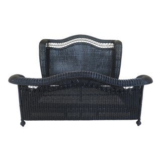 Vintage Ralph Lauren King Size Black Wicker Bed For Sale