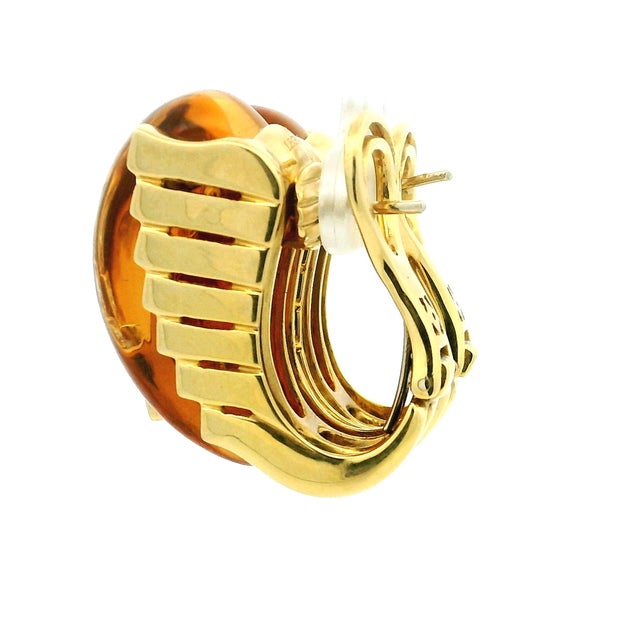 Roberto Legnazzi 18k Gold Citrine & Diamond Earrings, Italy C. 1990, Pair For Sale - Image 9 of 16