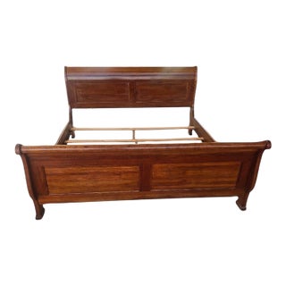 Traditional Cherry Finished King Size Sleigh Bed For Sale