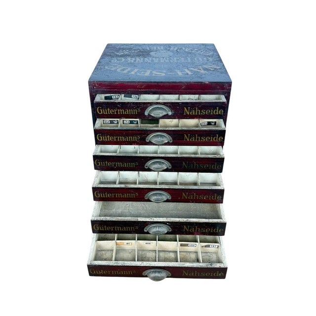 Antique Gütermann Thread Cabinet in Wood, 1890s For Sale - Image 6 of 9