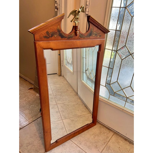 1970s 1976 Wood Mirror With Brass American Eagle by Tell City For Sale - Image 5 of 7