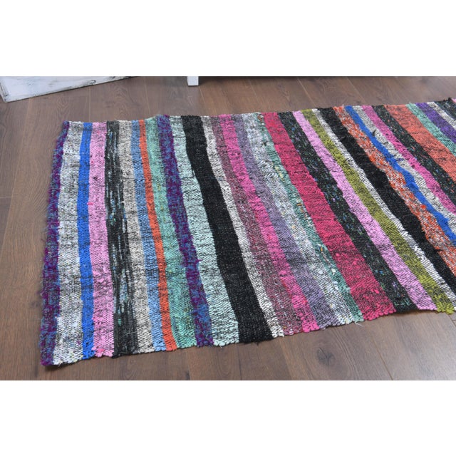 1970s Vintage Turkish Hand-Knotted Wool Cotton Pink Kilim Runner Rug For Sale - Image 5 of 10