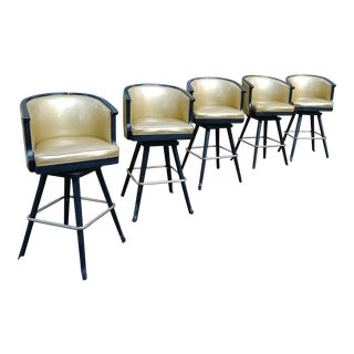 1960s Vintage Hollywood Regency Barstools- Set of 5 For Sale