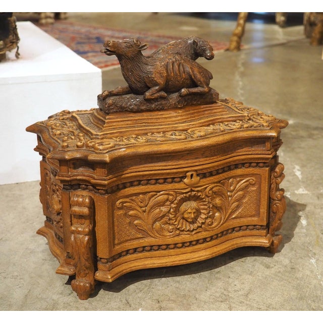 Well Carved French Oak Coffret Jewel Box, Circa 1890 For Sale - Image 12 of 14
