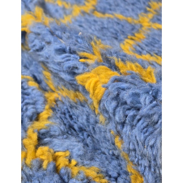 Handmade Blue Moroccan Rug - 8.1 X 4.8 Ft For Sale - Image 4 of 8