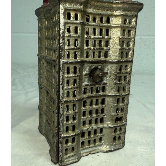 Antique a.c. Williams Cast Iron Skyscraper Coin Still Bank Made in Ohio 1900-20s For Sale - Image 9 of 10