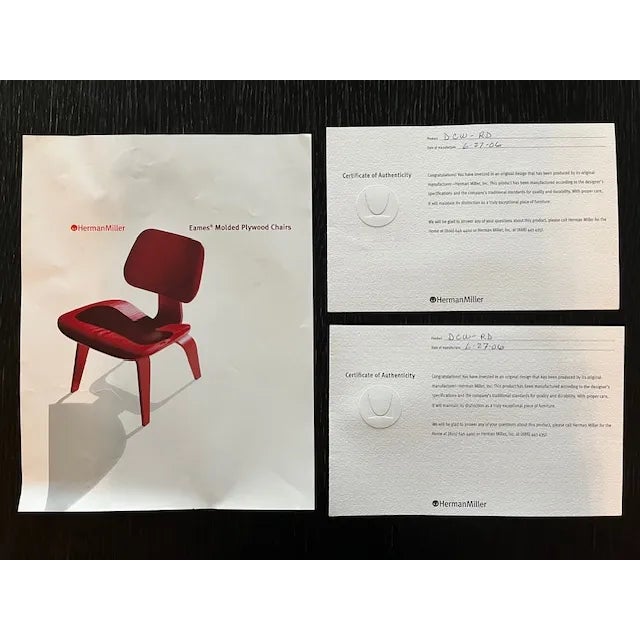 Vintage Eames Molded Plywood Dining Chairs, Dcw, Set of 2, Charles & Ray Eames, 2006, Pre-Catalyzed Lacquer For Sale - Image 12 of 12