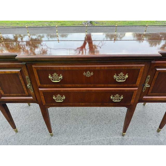 Wood Vintage Federal Style Mahogany Sideboard / Server With Brass Gallery For Sale - Image 7 of 12