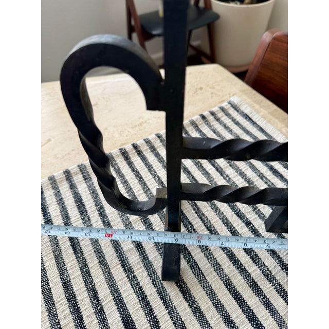 Antique Hand Forged Spanish Revival Wrought Iron Twisted Metal Candle Holder For Sale - Image 9 of 9