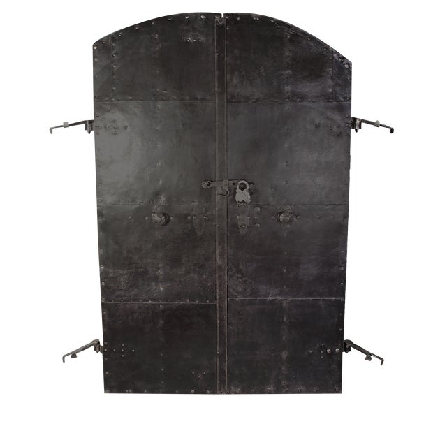 Antique Iron Clad Double Doors, 1800s For Sale
