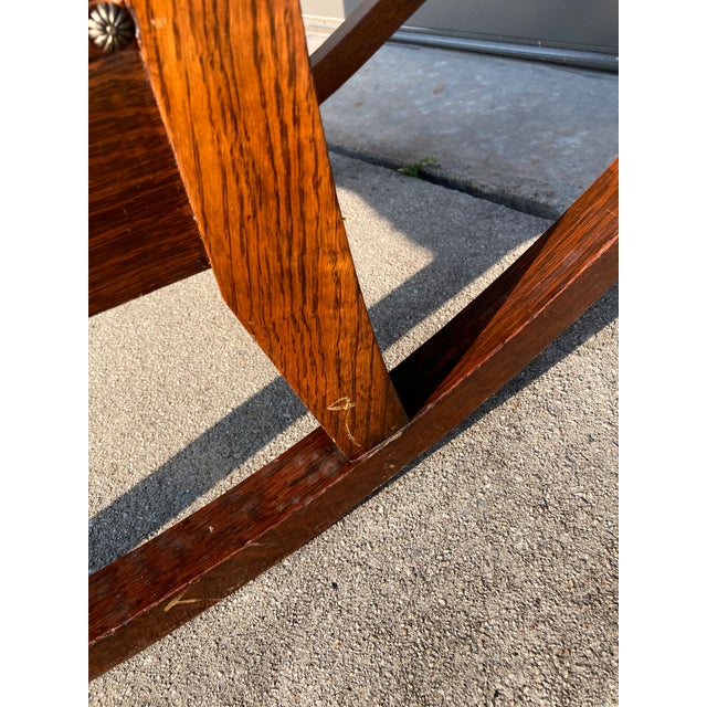 Late 19th Century Antique Quartersawn Oak Rocking Chair With Leather ...
