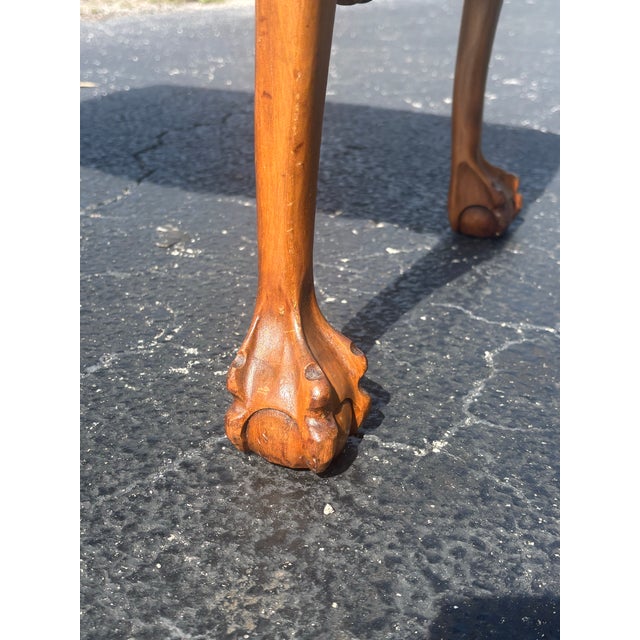 Wood Early 1900s Walnut Queen Anne Bench With Claw and Ball Feet For Sale - Image 7 of 8