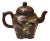 Vintage Chinese Reddish Brown Graphic Zisha Clay Teapot Art Display For Sale