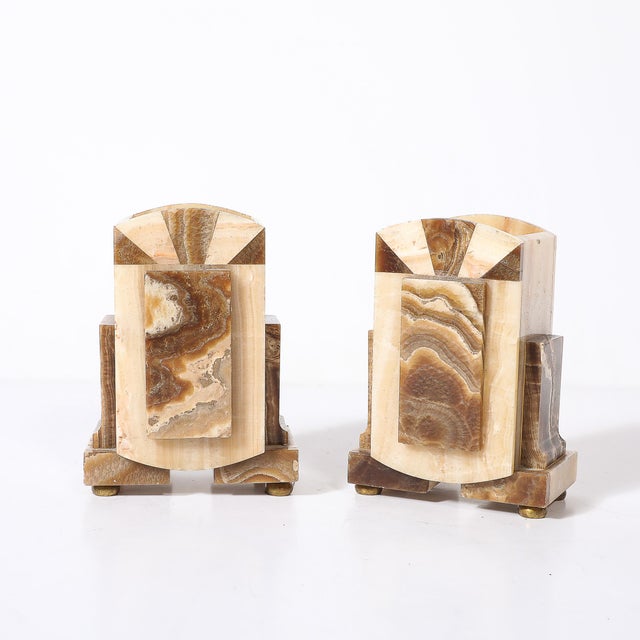 This exquisite pair of Art Deco bookends, crafted in France circa 1930, epitomizes the sophistication and geometric allure...