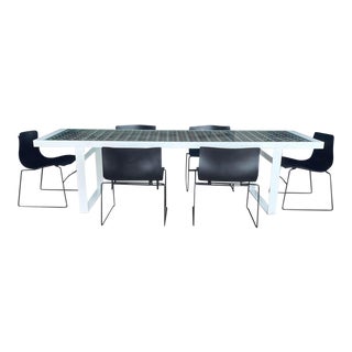 B&b Italia Lens Dining Table & 6 Vignelli Design Chairs Valued at $7500 by Consignment Stores. For Sale