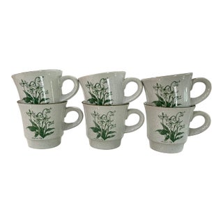 Vintage Noritake Stoneware Mug in the "Mountain Flowers" Pattern "Avalanche Lily" - 6 Pieces For Sale