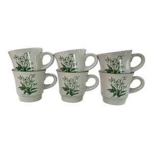 Vintage Noritake Stoneware Mug in the "Mountain Flowers" Pattern "Avalanche Lily" - 6 Pieces