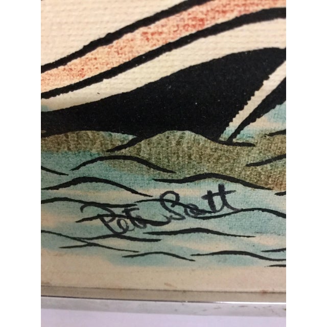 1950s Vintage Italian Seaside Oil Painting For Sale - Image 9 of 13