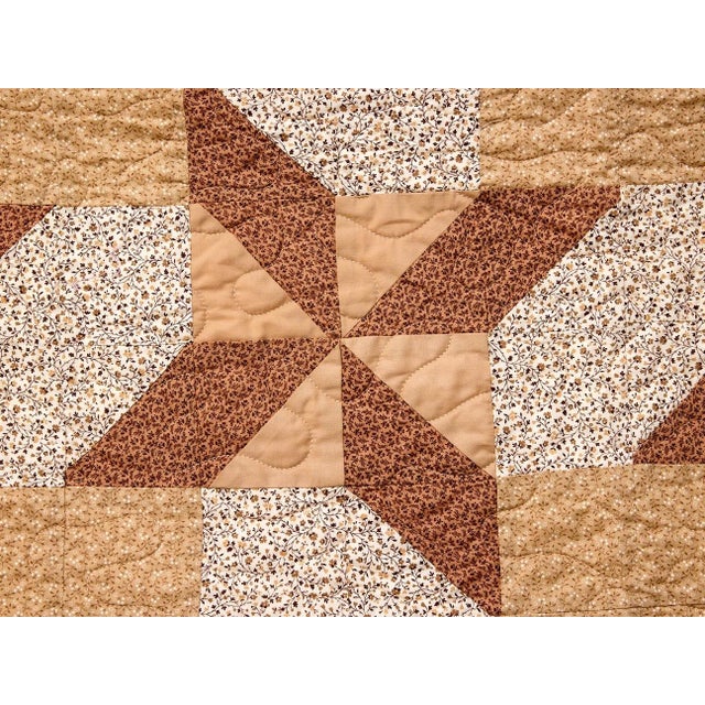 Brown Geometric Quilt For Sale - Image 4 of 12