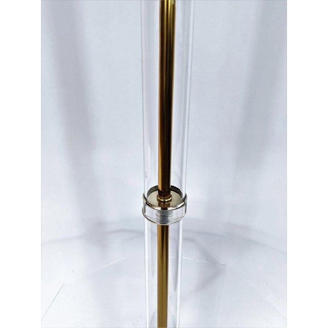 Lucite Brass Floor Lamp With Table and Magazine Holder For Sale - Image 12 of 13